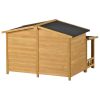 GO 47.2" Large Wooden Dog House Outdoor, Outdoor & Indoor Dog Crate, Cabin Style, With Porch, 2 Doors