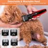 Pet Grooming Kit Rechargeable Cordless Dog Grooming Clippers Low Noise Electric Dog Trimmer Shaver Hair Cutter w/ 4 Guide Combs Scissors Oil