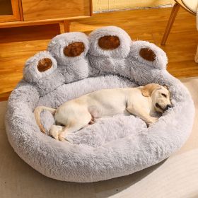 Kennel Warm Medium Large Dog Corgi Golden Retriever Bed Fleece-lined Sofa Mattress (Option: Light Gray-2XL Diameter 90cm)