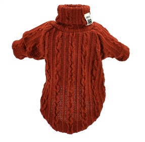 Pet Turtleneck Knitted Sweater Winter Dog Cat Keep Warm (Color: Orange, size: M)