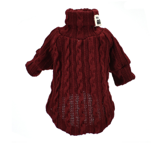 Pet Turtleneck Knitted Sweater Winter Dog Cat Keep Warm (Color: Wine Red, size: L)